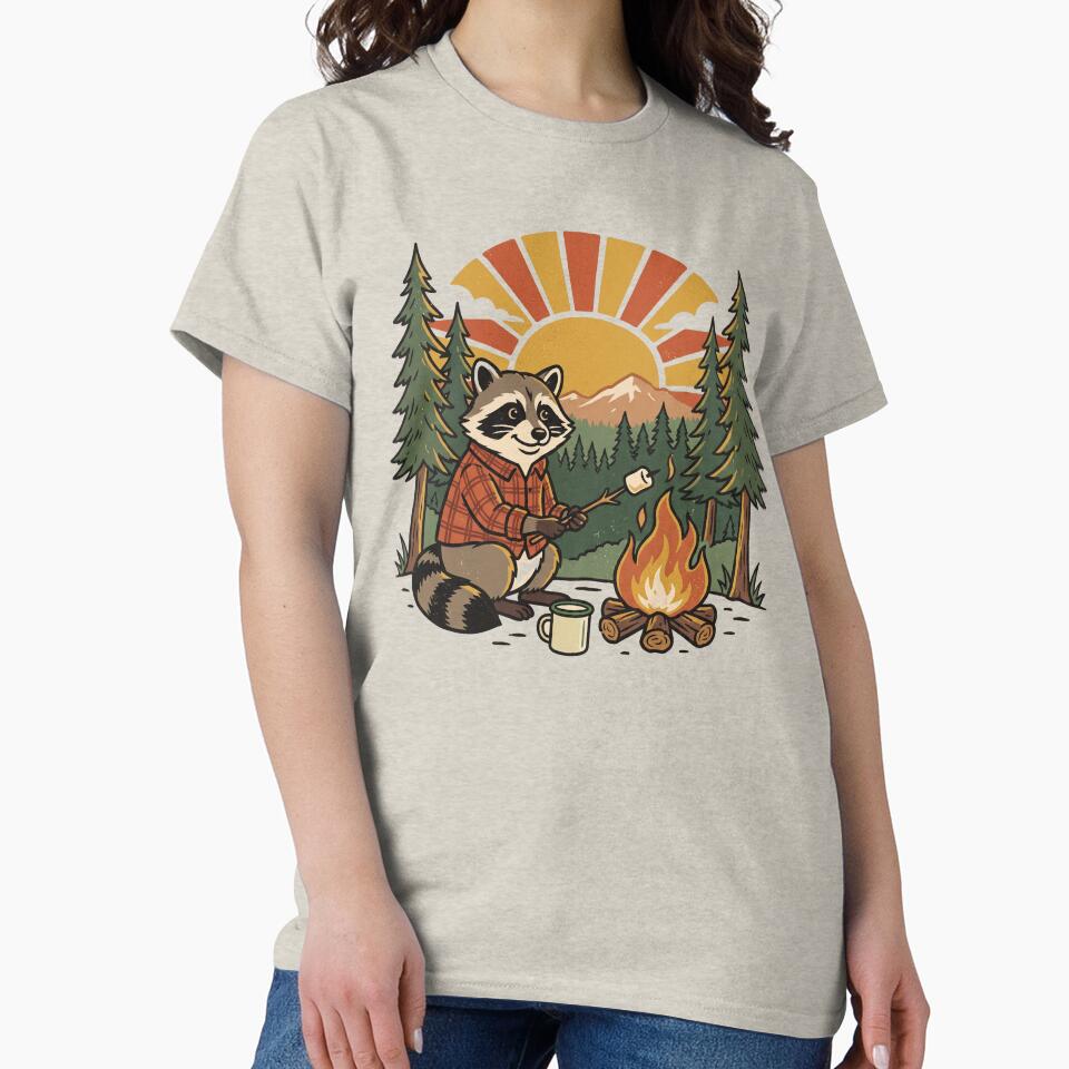 Camp Trash Panda Vintage Camping Raccoon Illustration by Whimwick