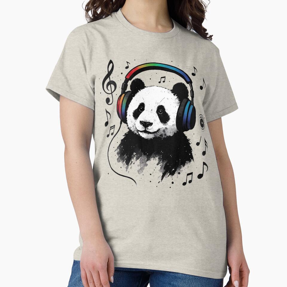 Music Panda with Headphones - DJ Art Gift by DrawDrip