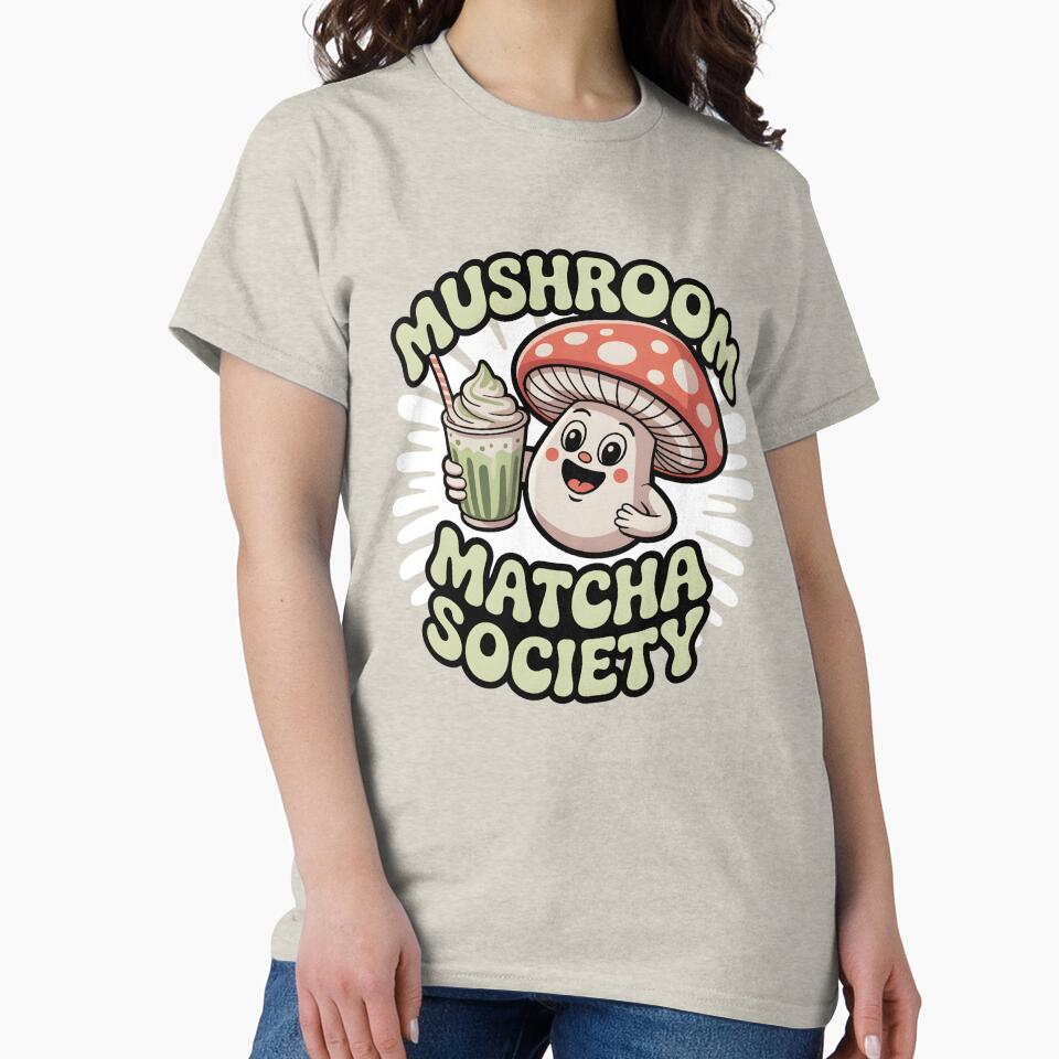 Mushroom Matcha Society Cute Kawaii Matcha Lover Shirt by Raw Tigers