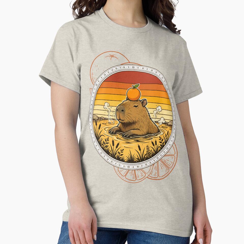 Retro Sunset Capybara Good Vibes 70s Aesthetic by ConElAlma