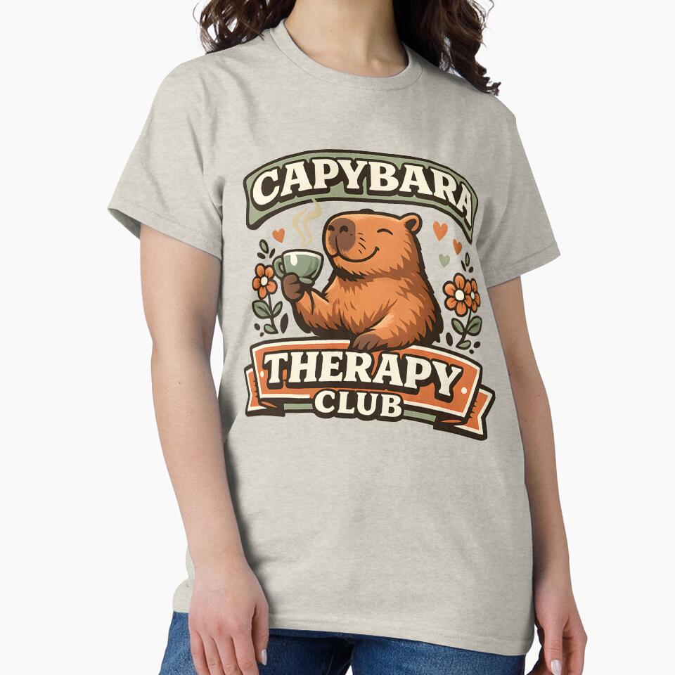 Capybara Therapy Club Shirt  Cute Mental Wellness Capybara Vintage Collegiate Design by  MAD's Recreation Studio