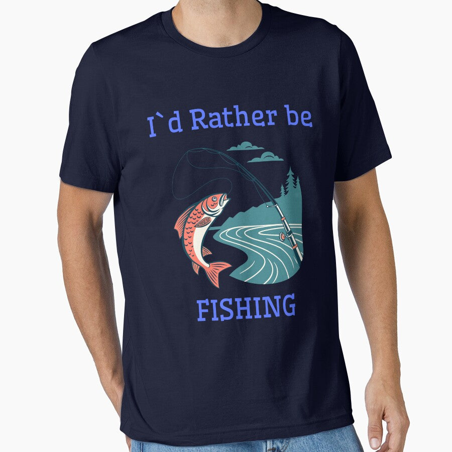 I'd Rather Be Fishing Funny Fishing T-Shirt for Anglers by WearFine