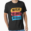 Motivational Tee Shirt ,No Fear No Limits No Excuses,Body Workout by Red Line
