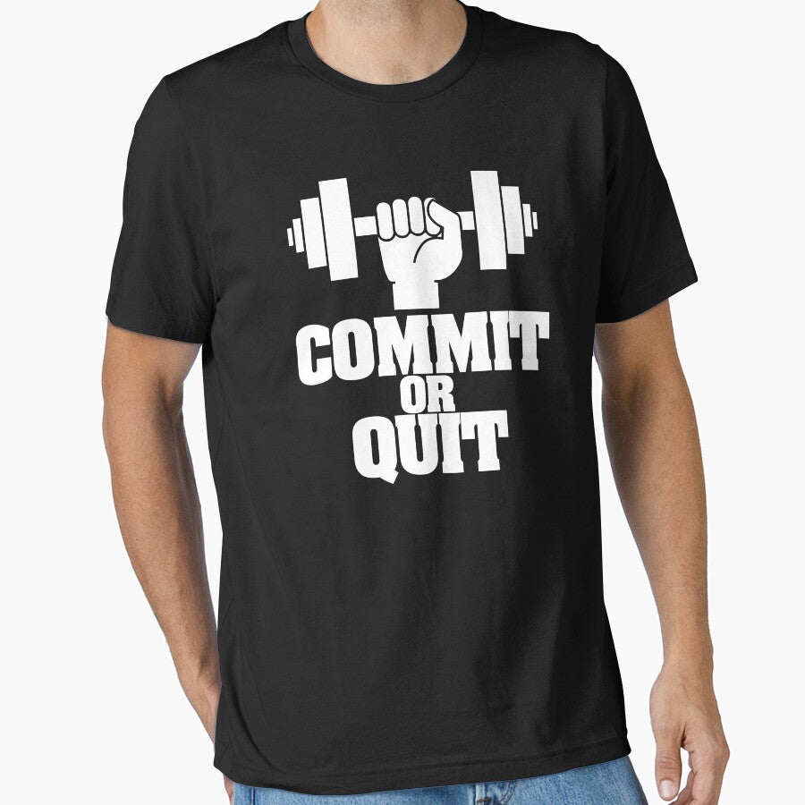 COMMIT OR QUIT Motivational Workout Shirt by lucidfrog