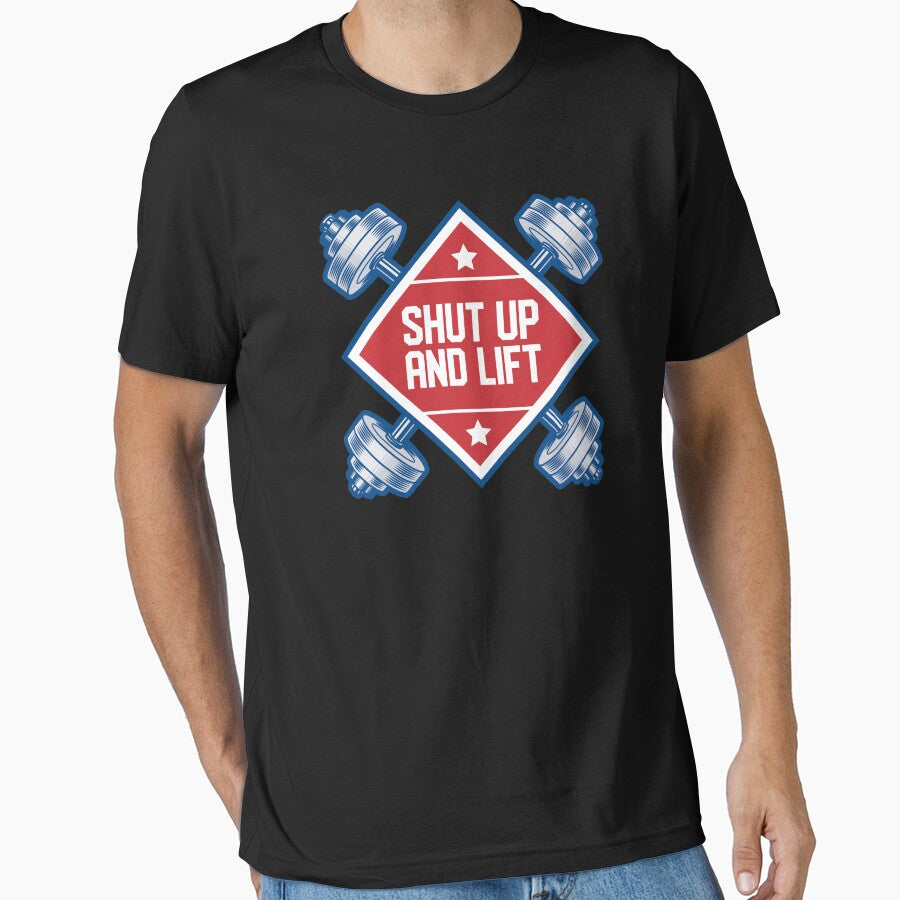 "Shut Up And Lift" Workout Gym Strength Weightlifting Design by festivalshirt