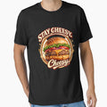 Stay Cheesy: Retro Circular Badge Cheeseburger Vintage Typography by irfanshikh