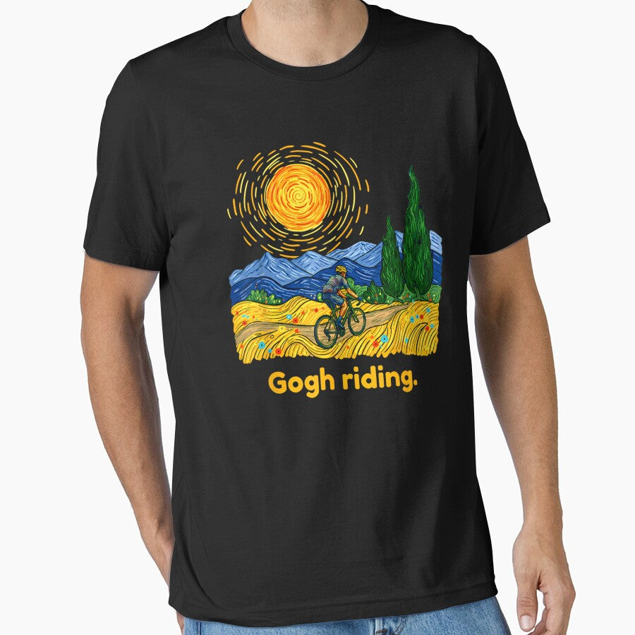 Gogh Riding Funny Cycling Van Gogh Art Bike by Juansustait