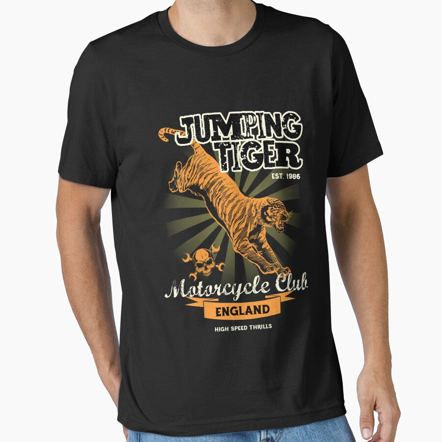Jumping Tiger Motorcycle T-Shirt by Bianca-Design