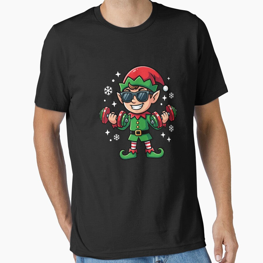 Christmas Elf Weightlifter Gym Men's Funny Workout Gear by DynamicDesign