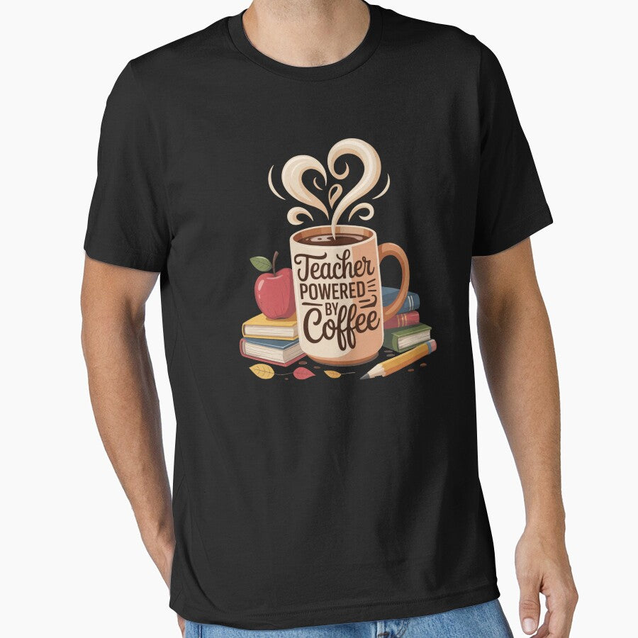 Teacher Powered by Coffee Funny Teacher Coffee Lover by Nzgiftsandmore