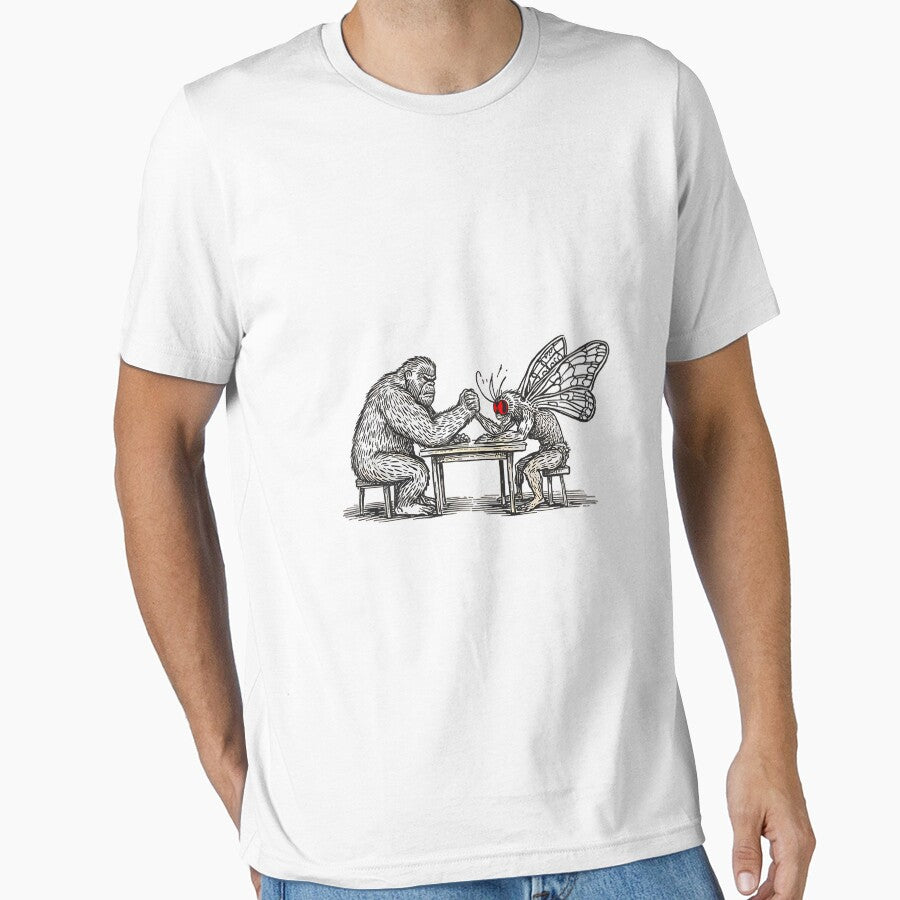 Bigfoot vs Mothman Funny Cryptid Arm Wrestling for Men Women by mjohnson9