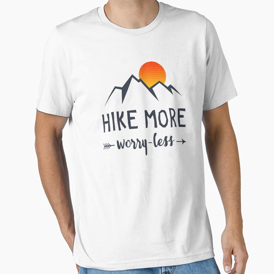 Hike More Worry Less Sunset Mountain Hiking Saying by BennetJaco