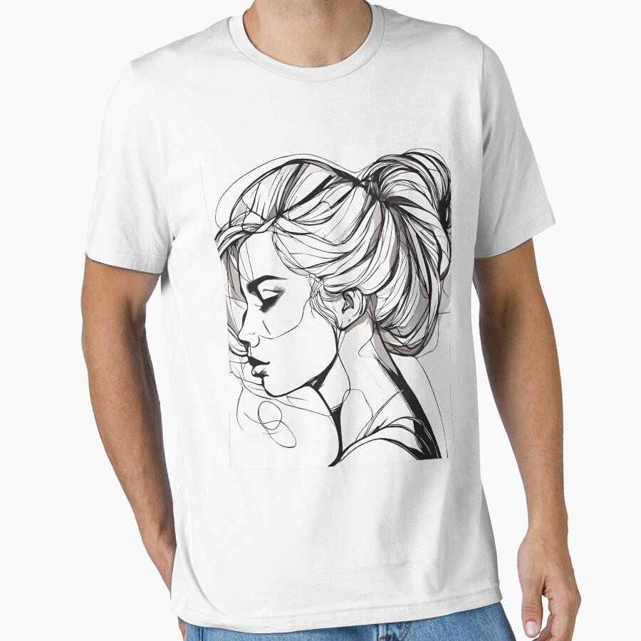 Monochrome Mastery: Abstract Portrait Line Art in Black & White - Rafaela by BPMagic