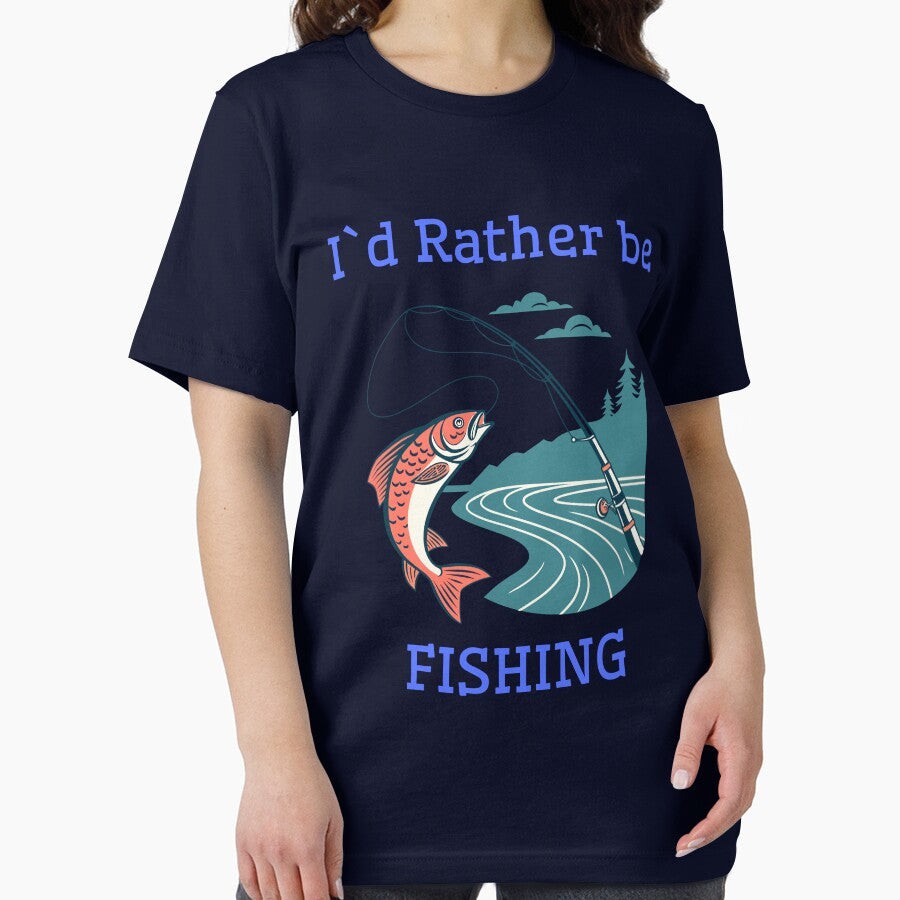I'd Rather Be Fishing Funny Fishing T-Shirt for Anglers by WearFine