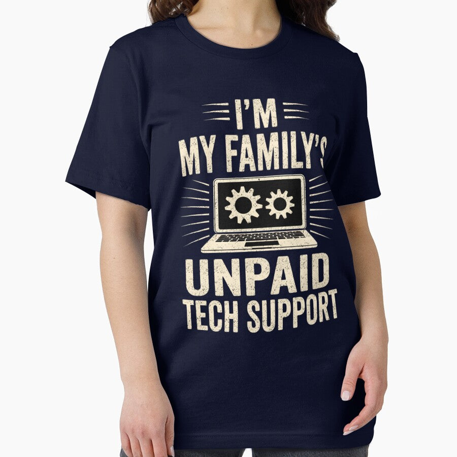 Funny Unpaid Family Tech Support Design by FreshVibe Prints