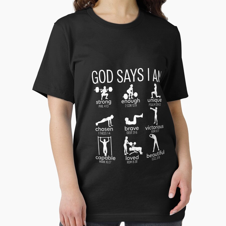 God Says I Am Christian Workout Gym Women Men by FrankIsabel