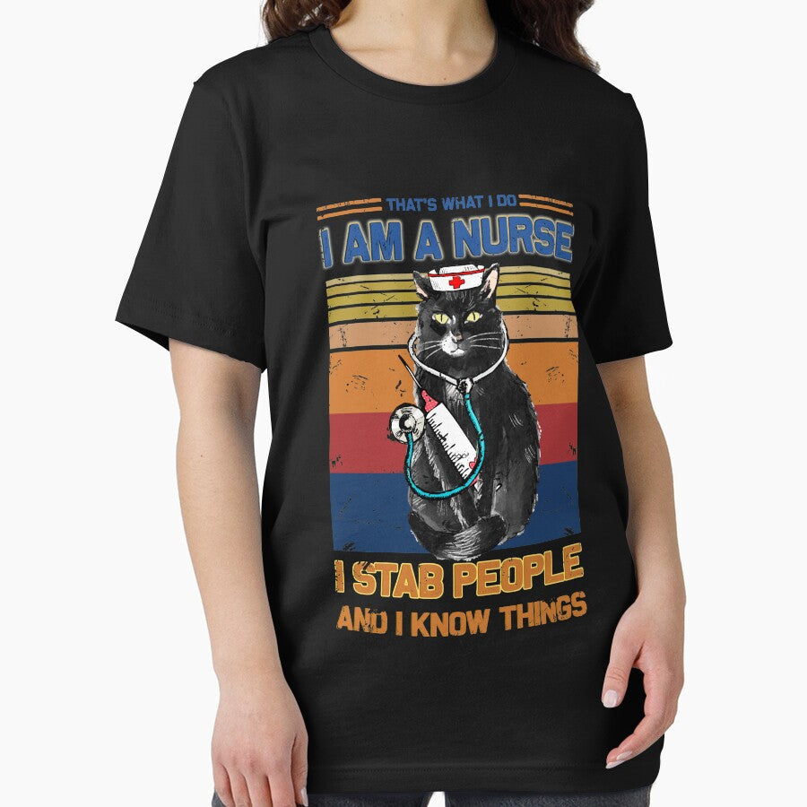 I Am A Cat Nurse I Stab People I Know Things Vintage Black Cat by BaseStore