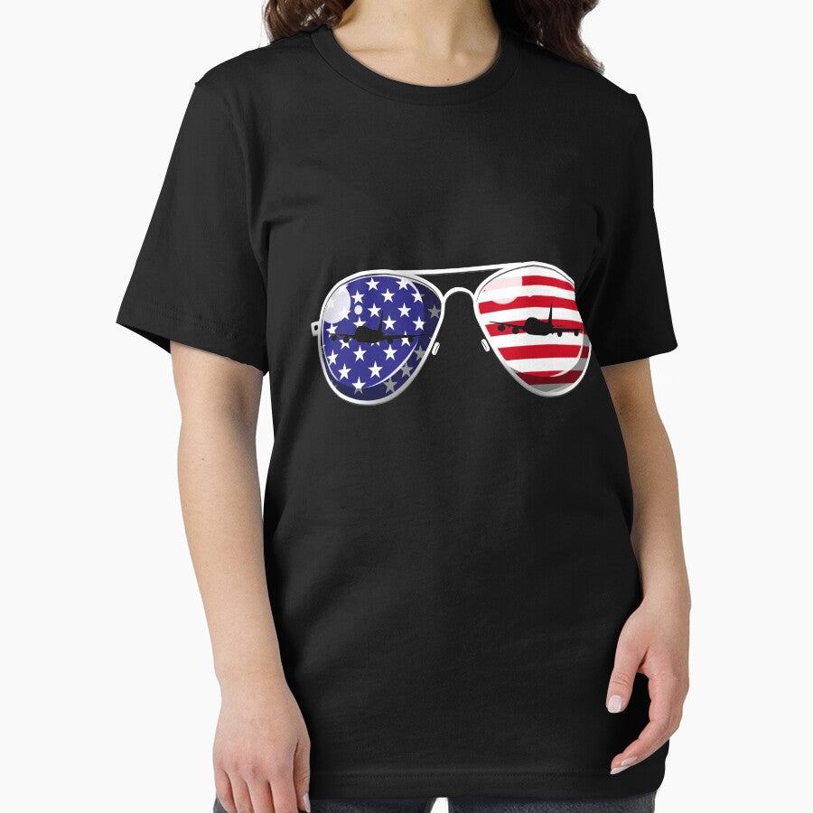 Pilot Aviators USA Flag Airplane Silhouettes Biplane Pilot Gear by DynamicDesign