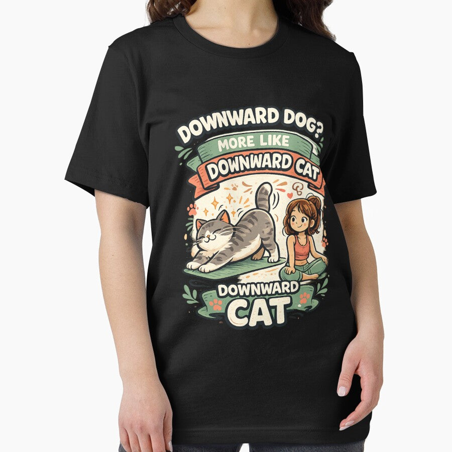 Downward Dog More Like Downward Cat,  Cute Yoga Humor by Wiviendesign