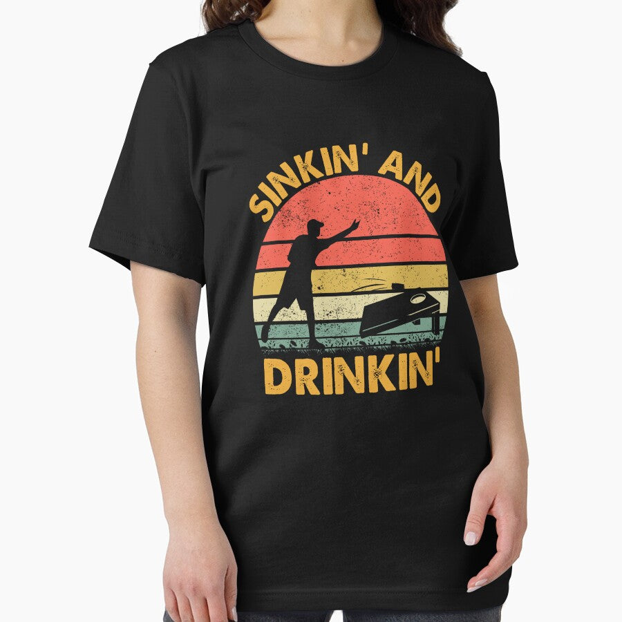 Sinkin' and Drinkin' - Funny Cornhole Playing Beer Drinking by jingdomdesgine