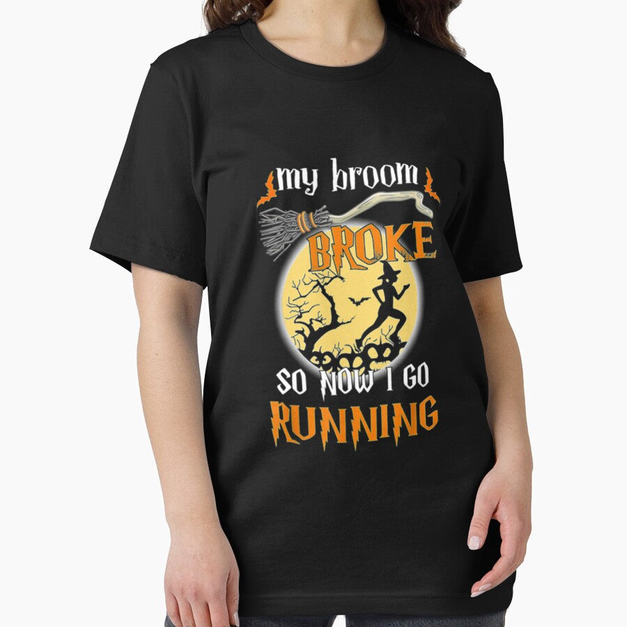 My Broom Broke Go Running Halloween mask shirt by ClamenTaon