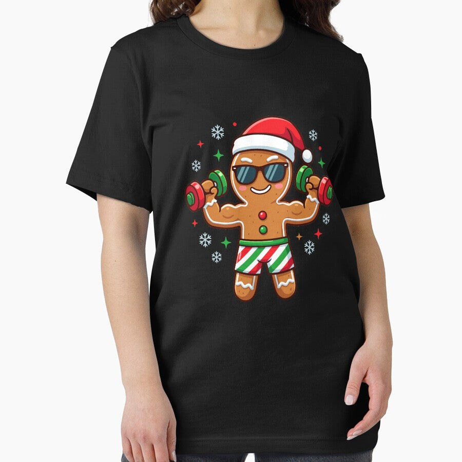 Christmas Gingerbread Man Weightlifter Gym Funny Workout Gear by DynamicDesign