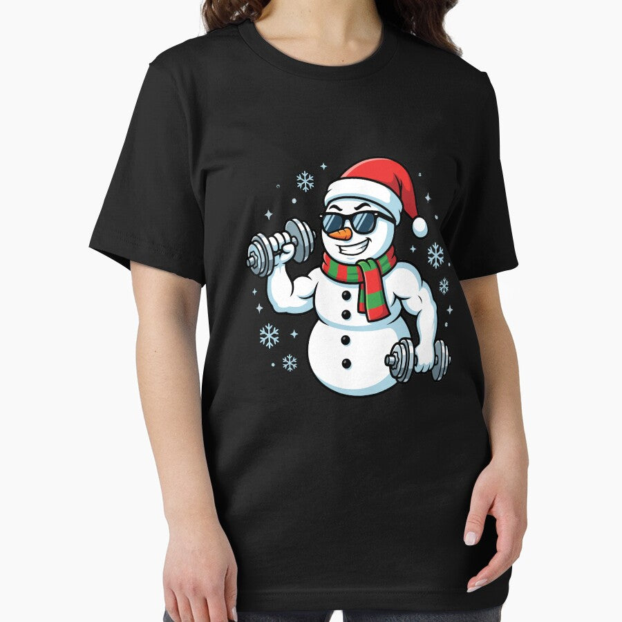 Christmas Snowman Weightlifter Gym Funny Workout Gear by DynamicDesign