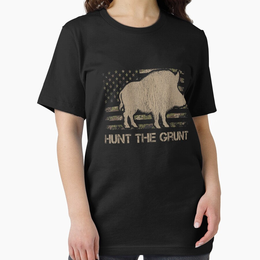 Hog Hunting Hunt The Grunt American Flag by goombi-creative