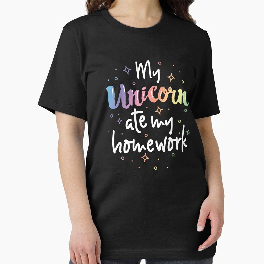 My Unicorn Ate My Homework T-Shirt School Kids Girls Gift by 14thFloor