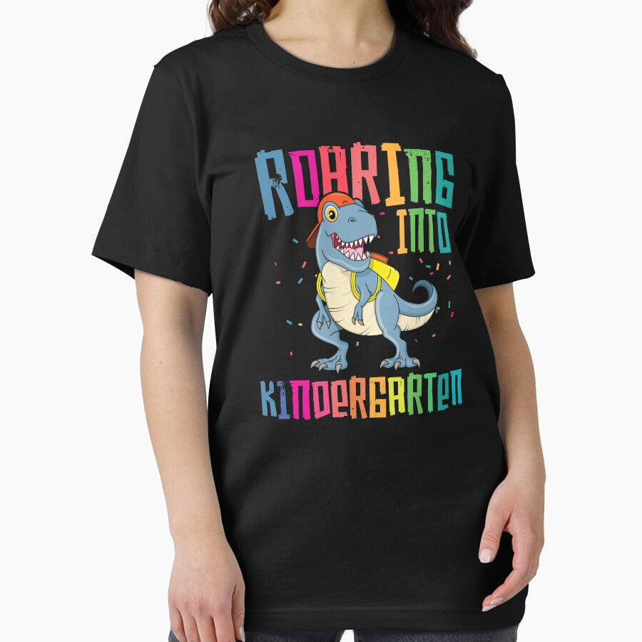 Kindergarten Roaring T Rex Back to School T-Shirt Dinosaur by 14thFloor