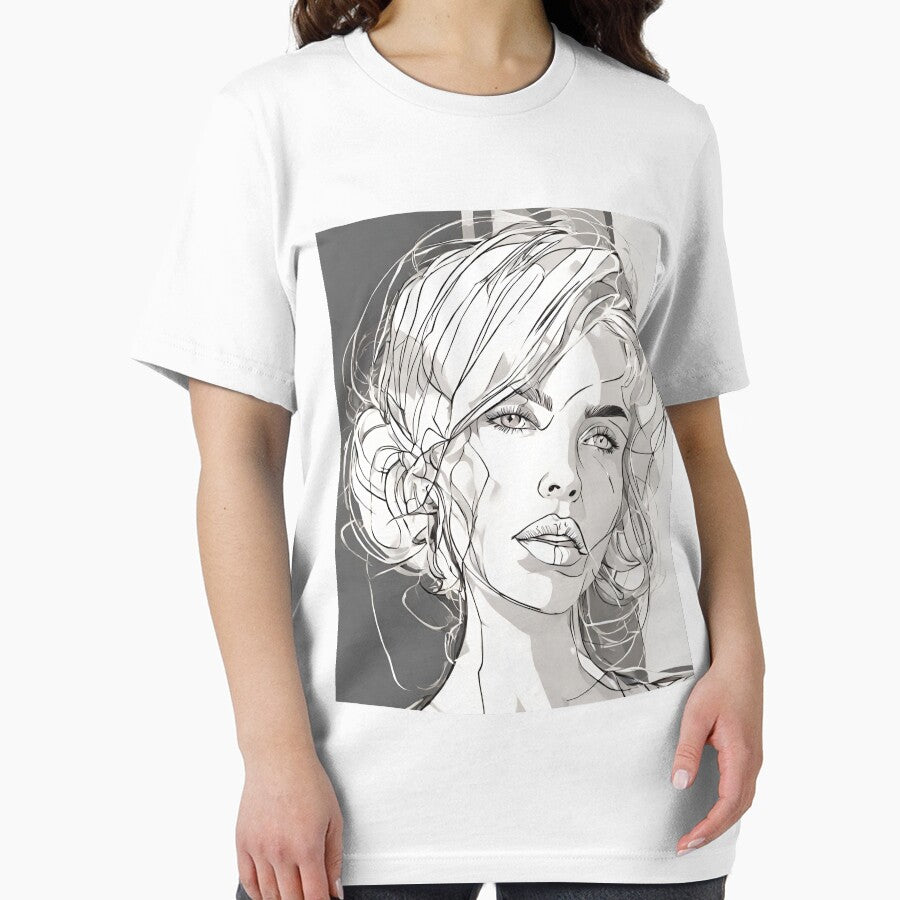 Monochrome Mastery: Abstract Portrait Line Art in Black & White - Romy by BPMagic