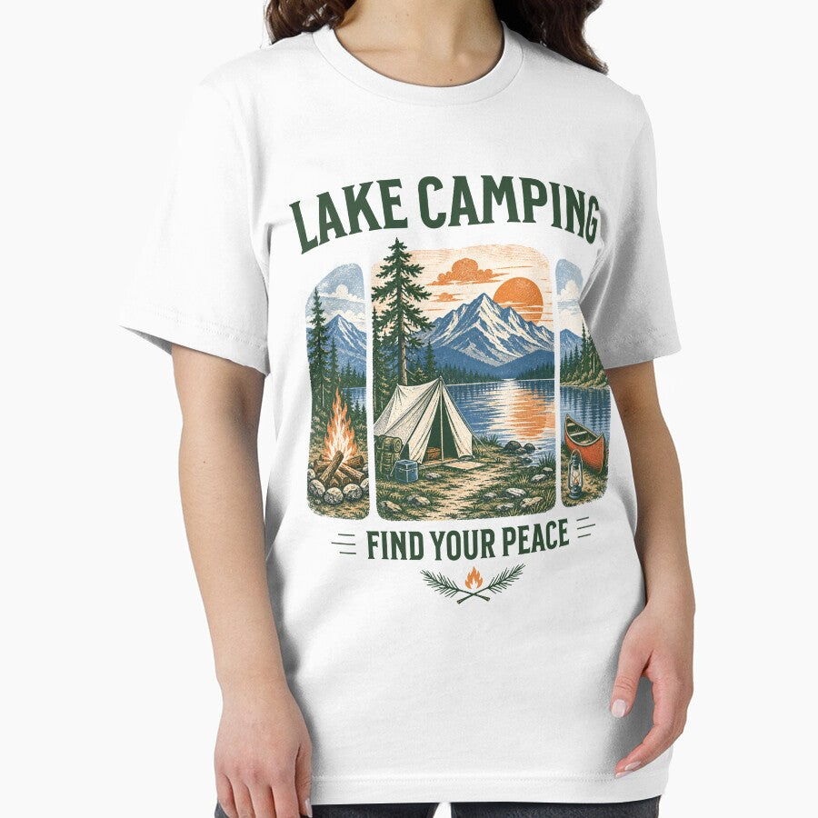 Lake Camping Find Your Peace Adventure Design by TeeVerse27