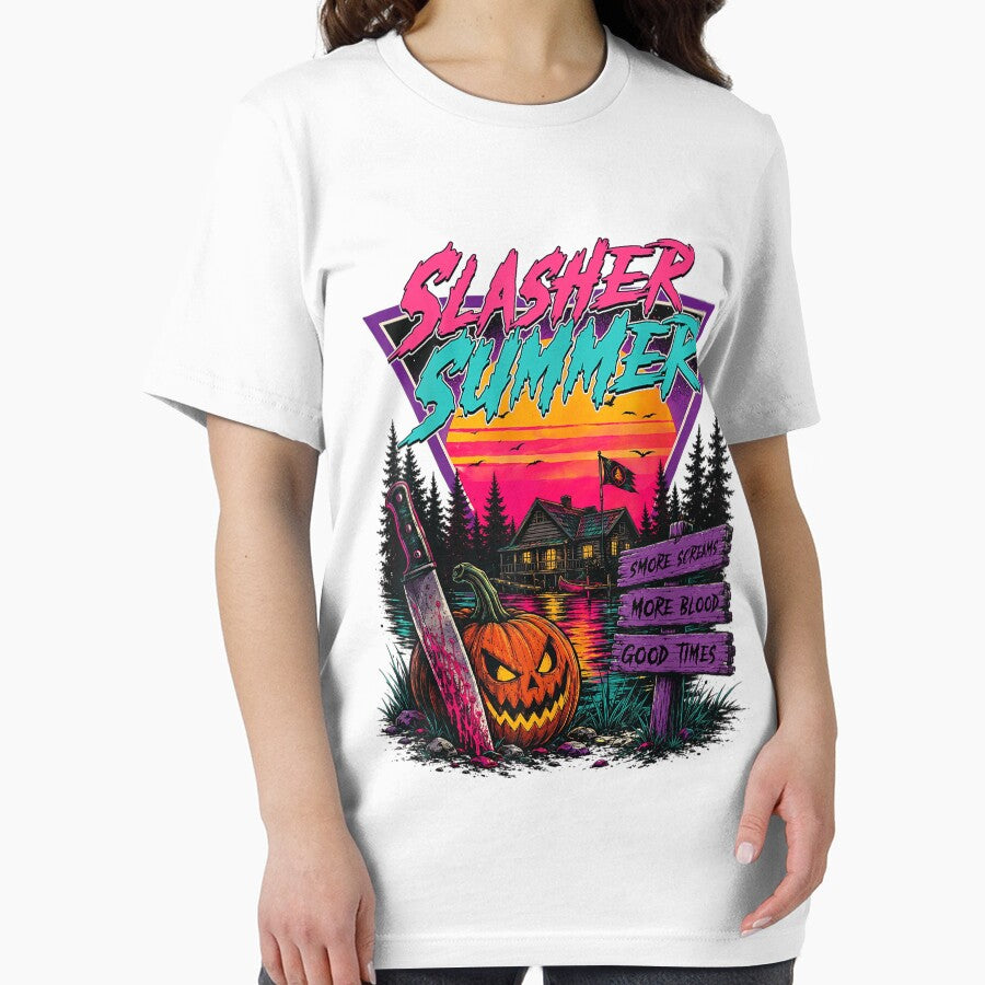 Slasher Summer Retro Horror Camp Vintage Sunset Halloween Mashup by DarylPope