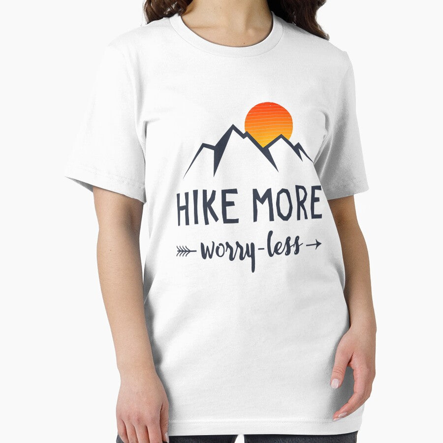Hike More Worry Less Sunset Mountain Hiking Saying by BennetJaco