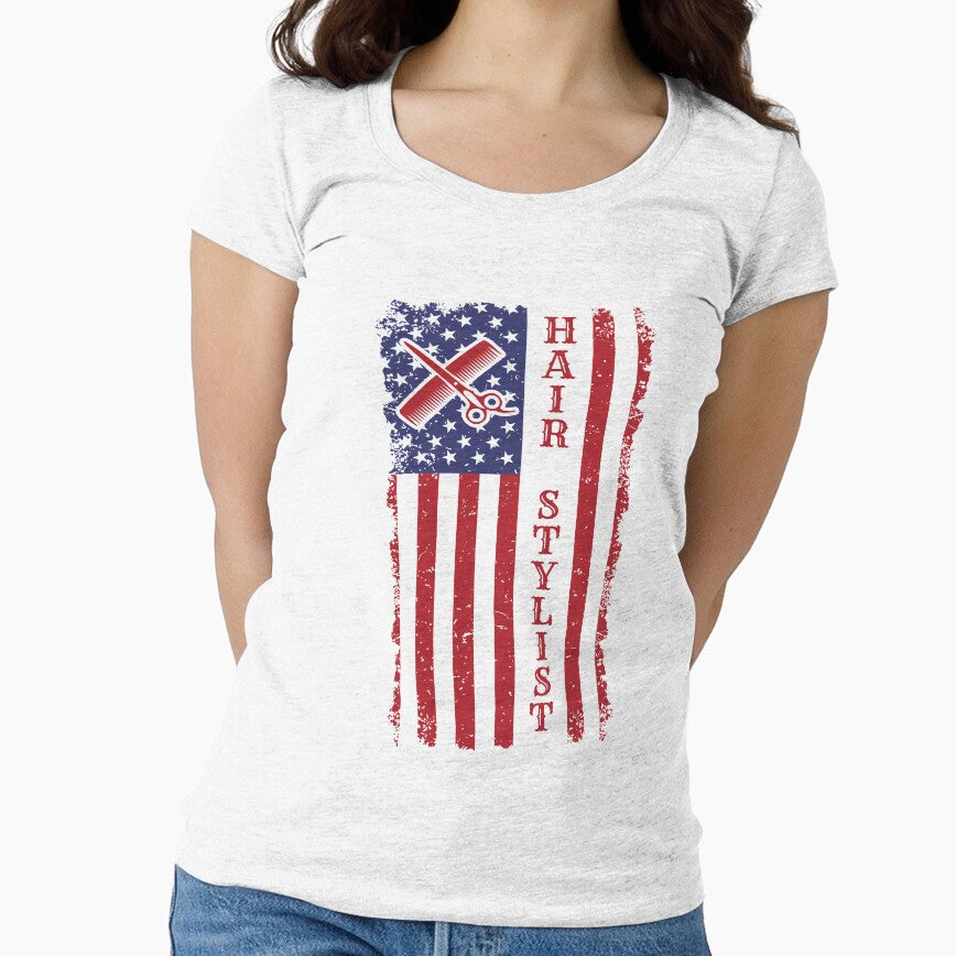 Hair Stylist American Flag T-Shirt by larspat