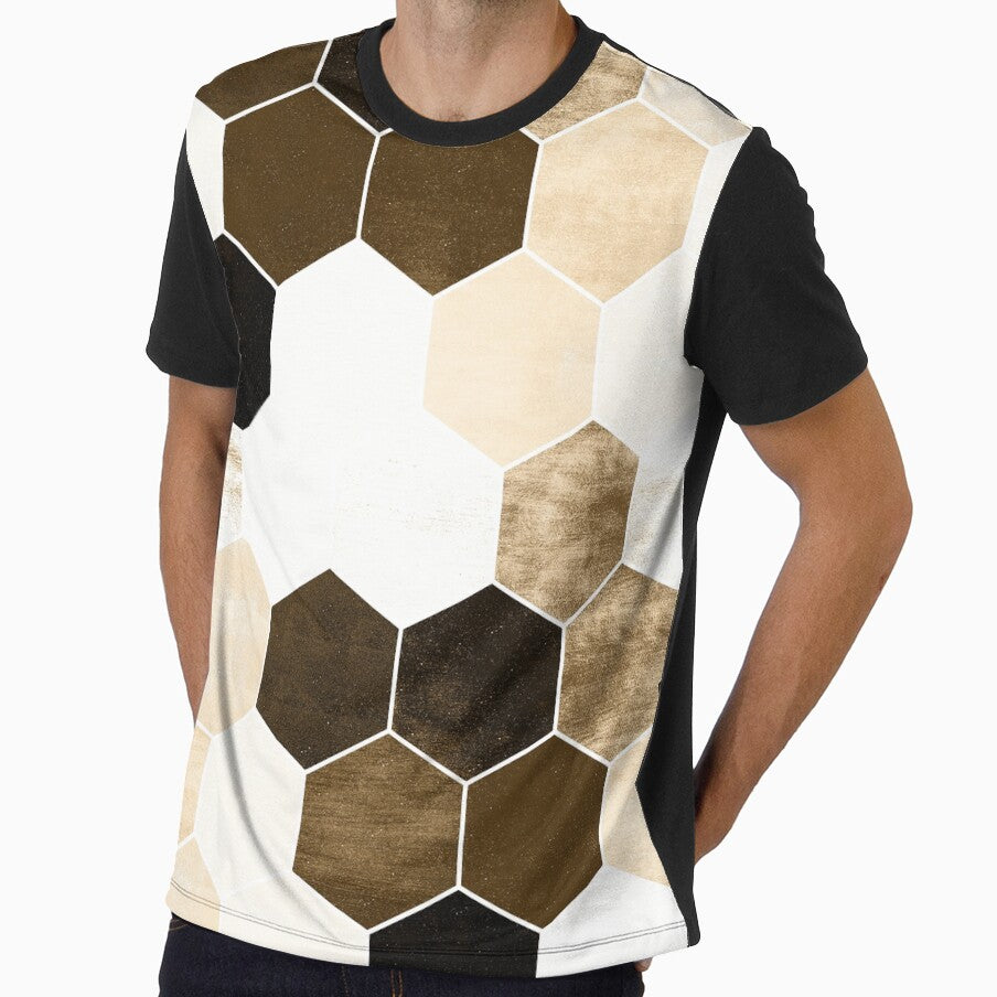 Honeycombs Print - Sepia Hexagon Stone Effect Art by K Design Store