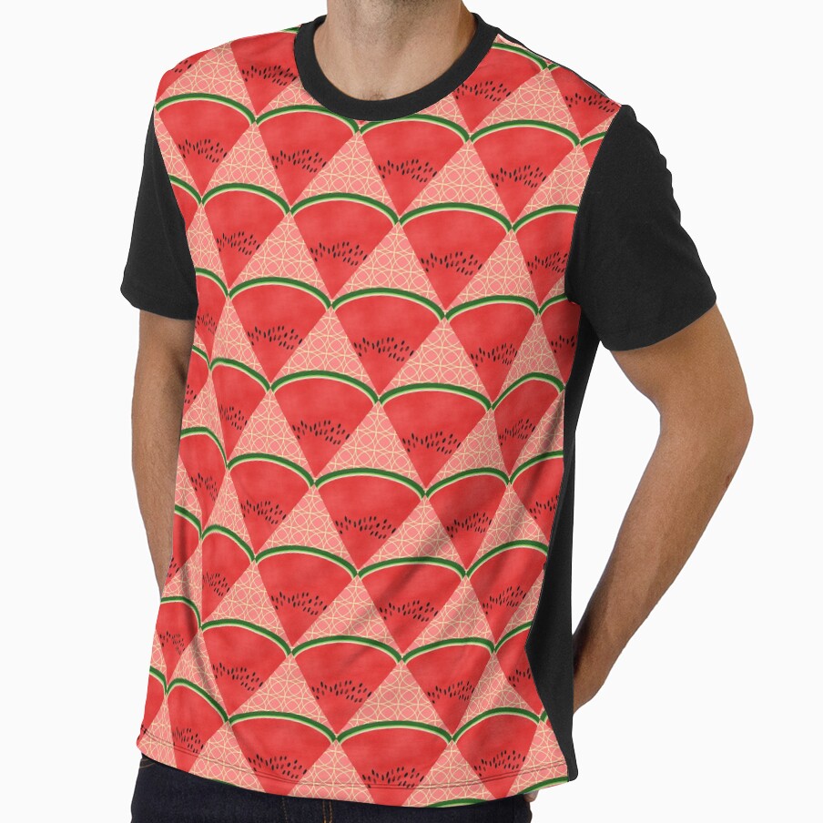 Deco Watermelon Slices on Pink by MerryMakewell