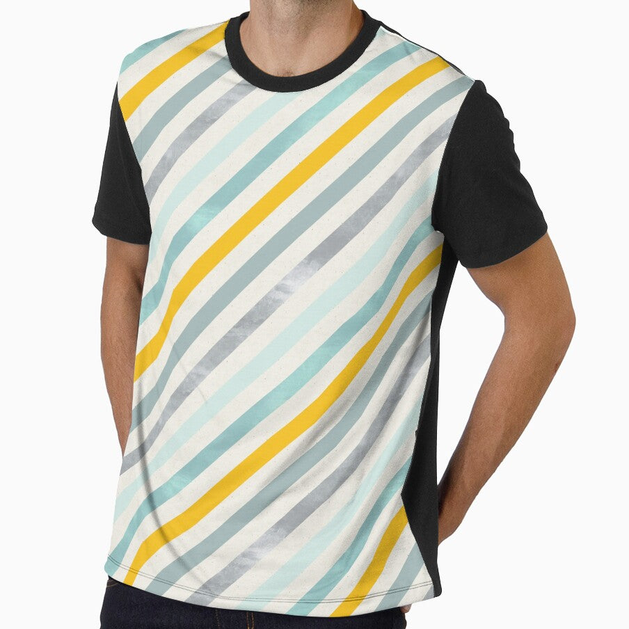 Diagonal Stripes in Blue Silver and Gold by greenoriginals