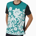 LACE teal blue white by Delinda Graphic Studio