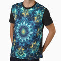 Celestial Bloom – Glowing Mandala in Electric Blue and Cosmic Gold by Harmonic_Layers