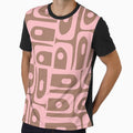 Mid Century Modern Abstract Geometric Piquet Multi Pattern in Mocha Brown and Blush Pink by kierkegaard