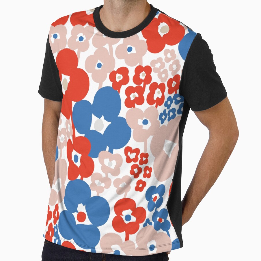 Iconic Retro Scandinavian Garden in Red, Blue and Cream by Deutschic