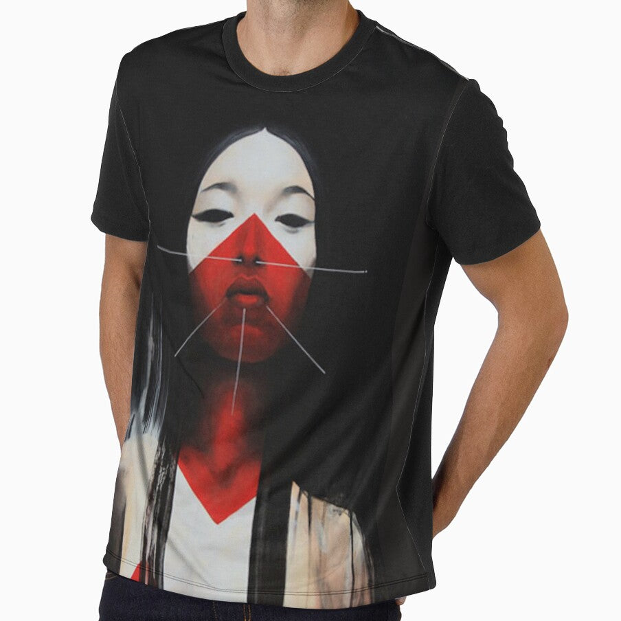 Beautiful Black and Red Fine Art Japanese Illustration by OWLvision33