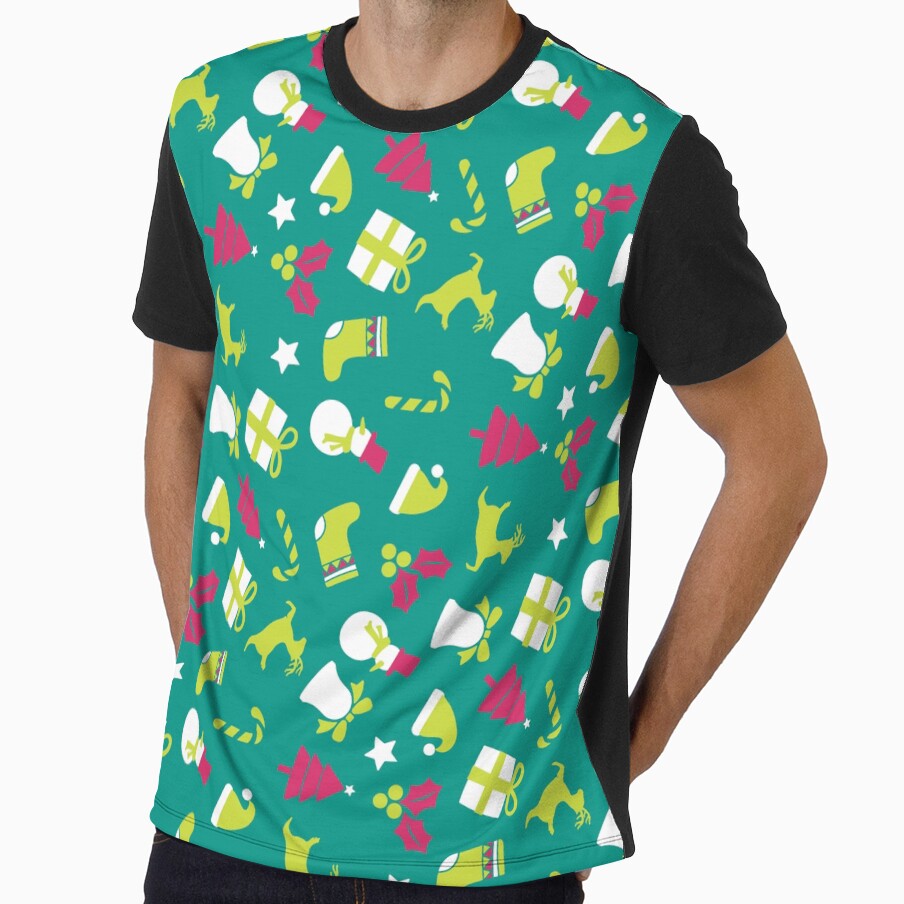 Cute Colorful Christmas Pattern - Green by pugmom4