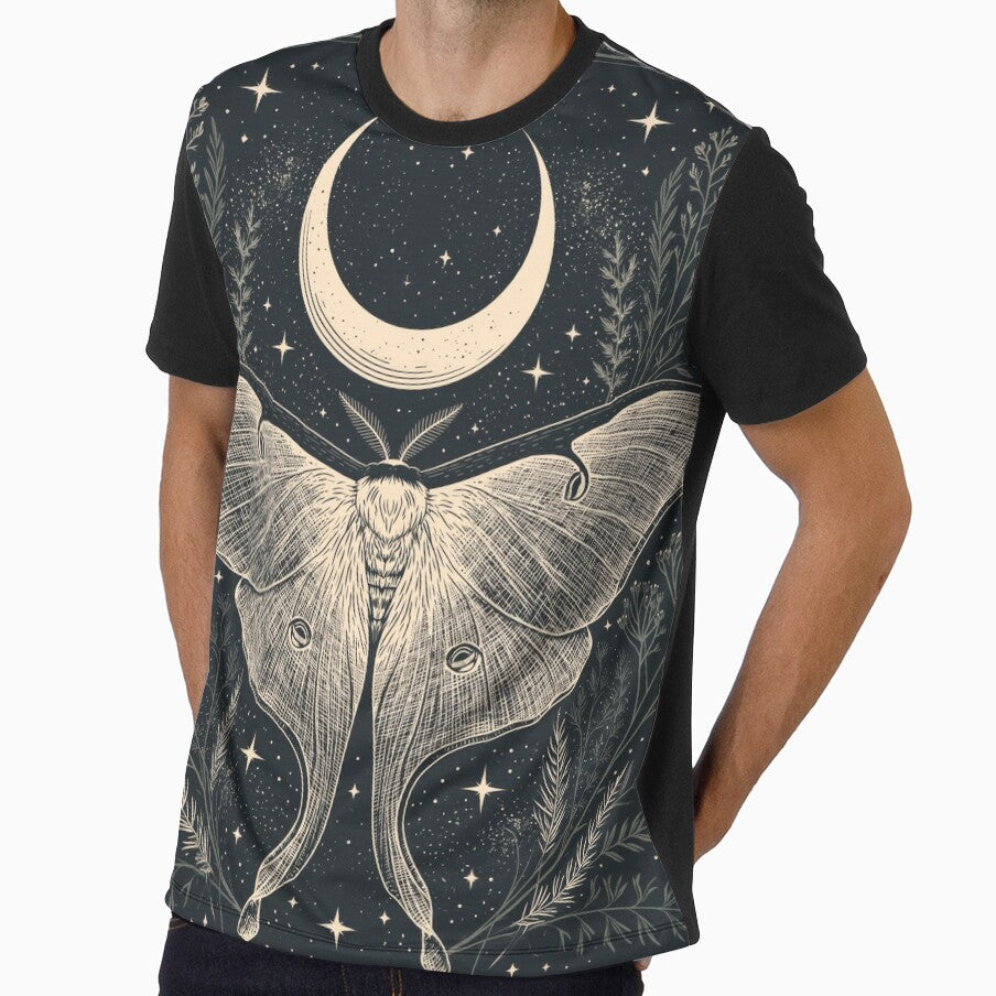Luna Moth & Crescent Moon — Dark Academia Etching by FrostyFrisby