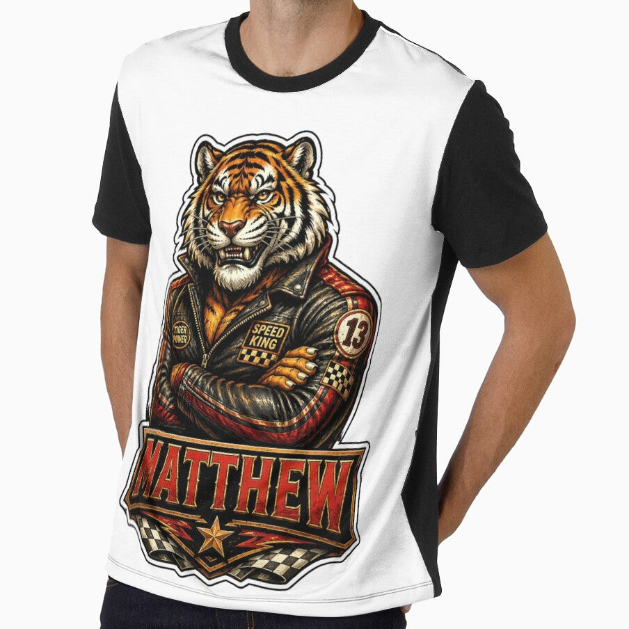 Matthew – Racing Tiger Name Mascot Sticker by AlexLineArt