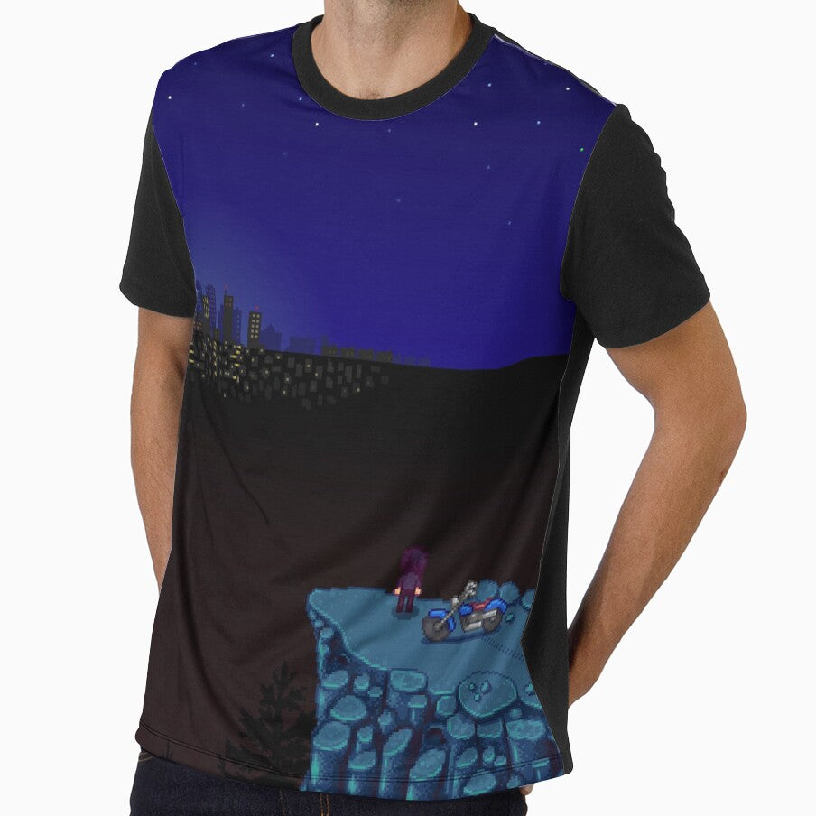 Stardew Valley Sebastian over looking the city by aiya-pixels