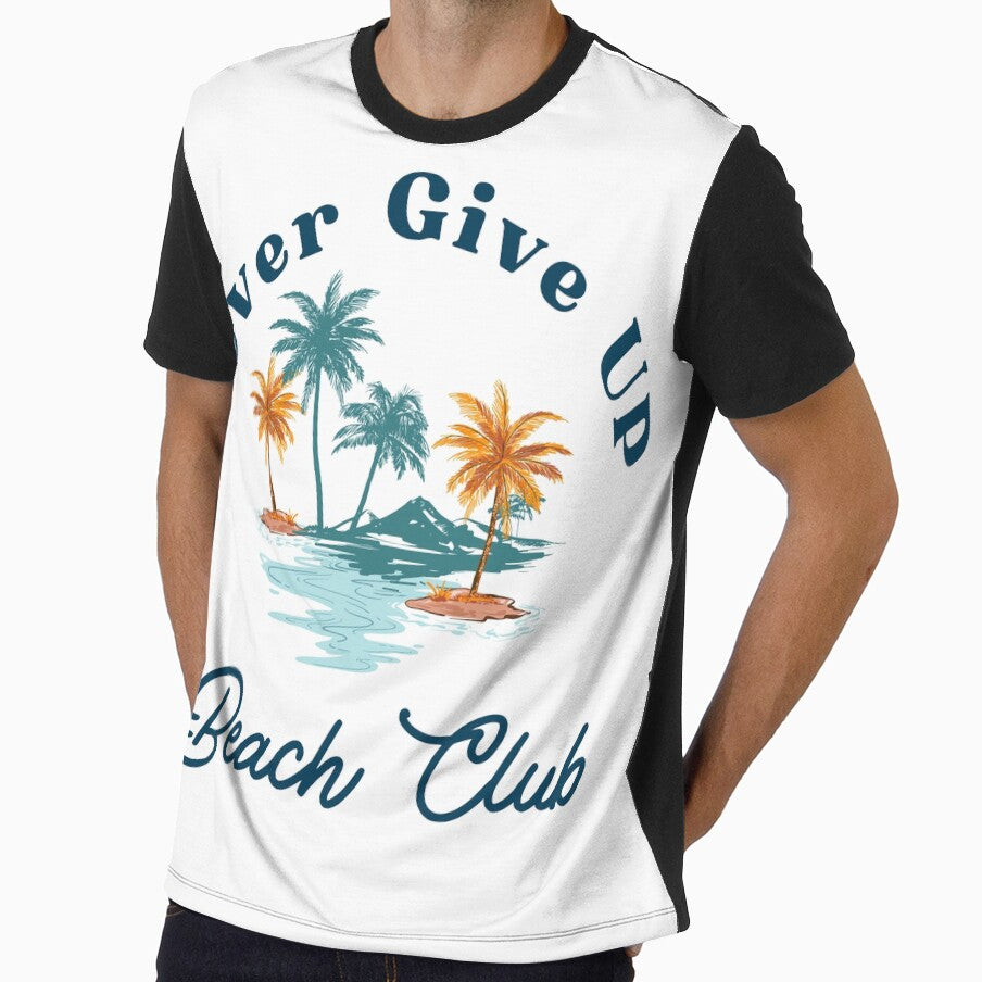 Never Give Up Beach Club Vintage Palm Trees by om4311