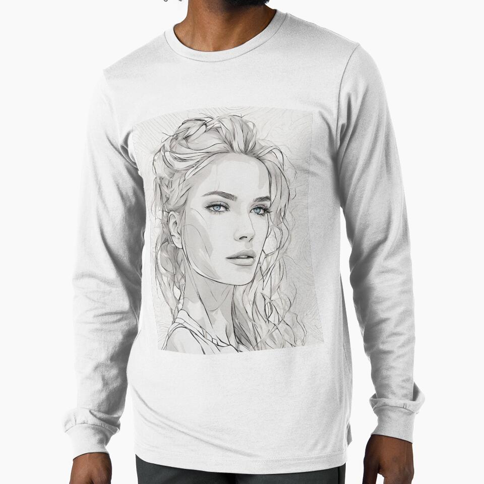 Monochrome Mastery: Abstract Portrait Line Art in Black & White - Nina by BPMagic