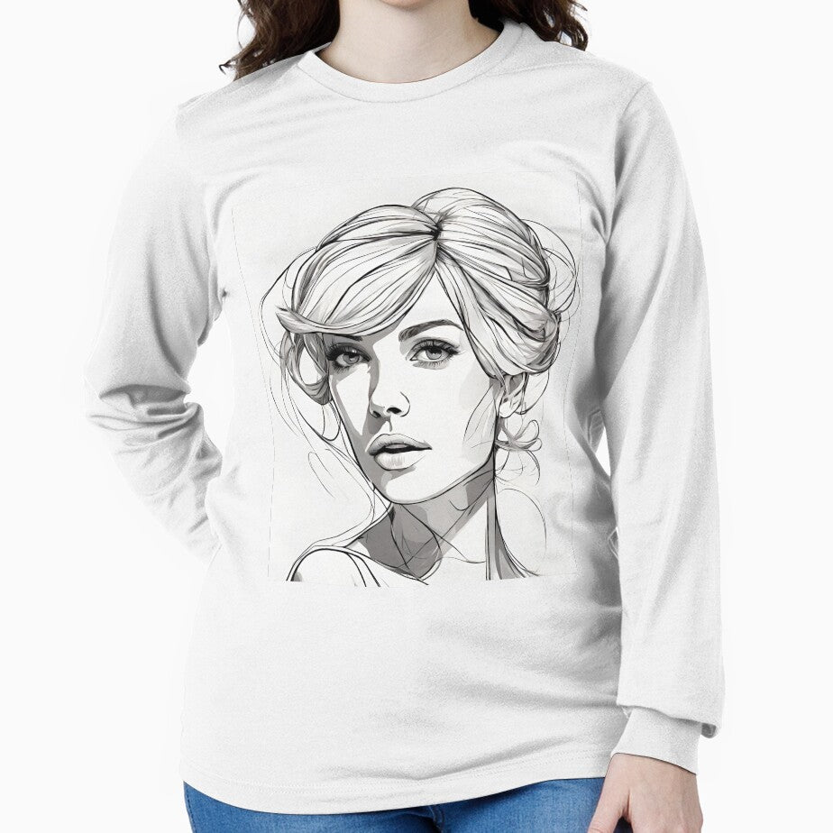 Monochrome Mastery: Abstract Portrait Line Art in Black & White - Nala by BPMagic